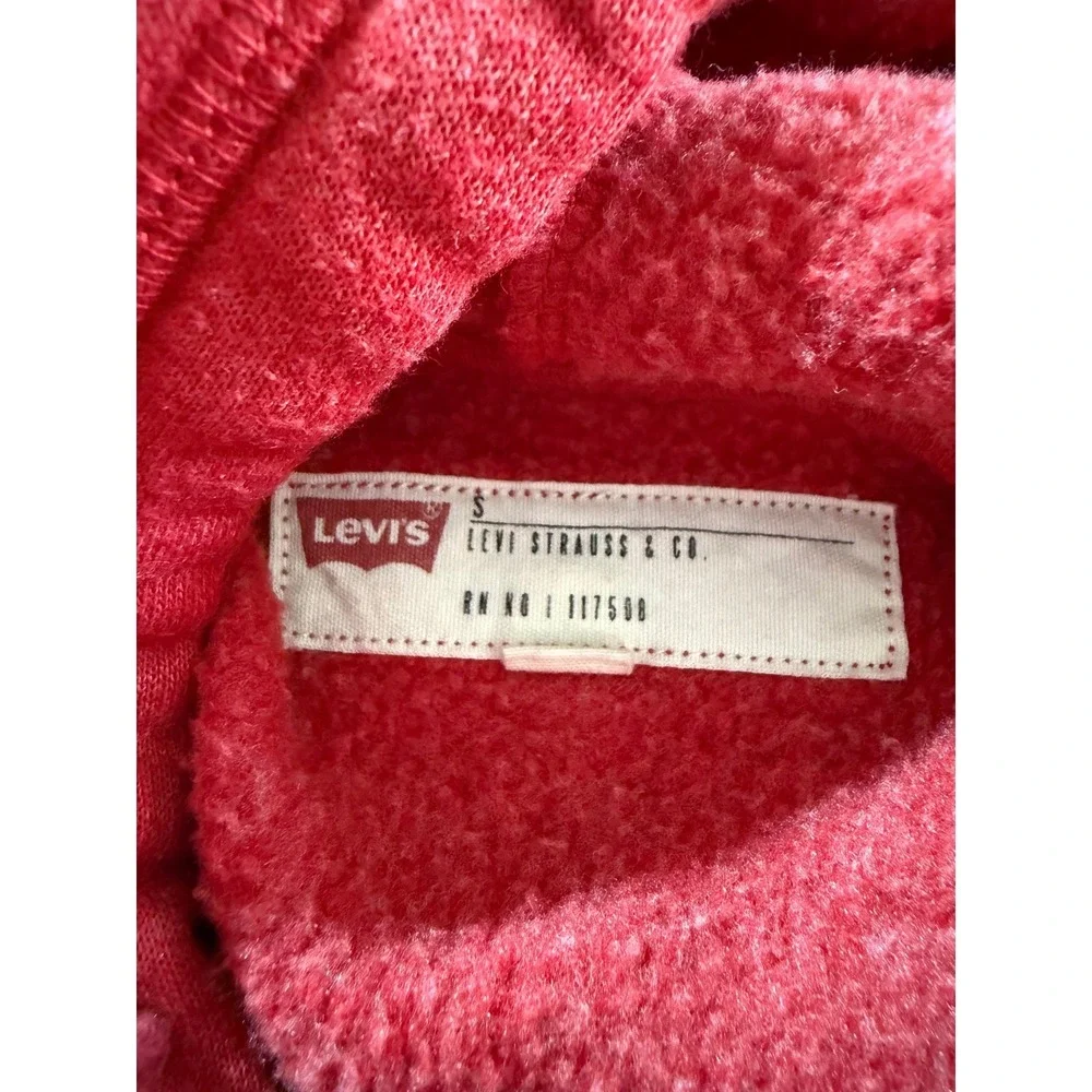 Levi's‎ Mens Red Hoodie Sweatshirt Pullover Graphic Logo Casual Activewear Small